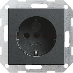 Gira S-55 Антрацит Розетка с з/к без распорных захватов с защитой от детей и пиктограммой (G275528)