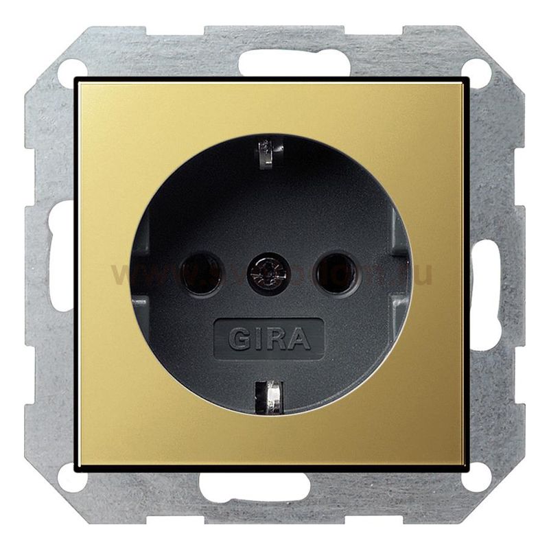 Gira S-55 Латунь/Антрацит Розетка с/з с защитными шторками (G453604)