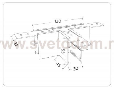 Коннектор Т-образный для накладного шинопровода Magnetic 220V Ambrella GL1035 WH белый коннектор T-образный для накладного шинопровода Magnetic 220V 105*75*52