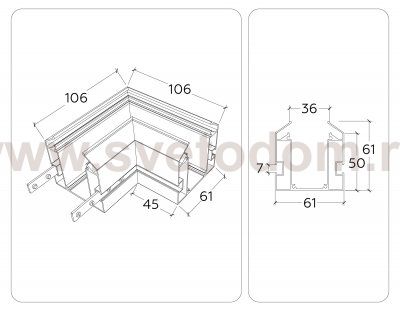 Коннектор угловой для корпуса в натяжной потолок Magnetic 220V Ambrella GL1043 BK черный коннектор угловой для корпуса в натяжной потолок Magnetic 220V 100*100*61