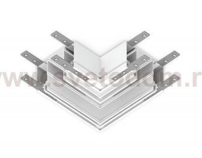 GL1045 WH белый коннектор угловой для шинопровода в натяжной потолок Magnetic 220V 100*100*51