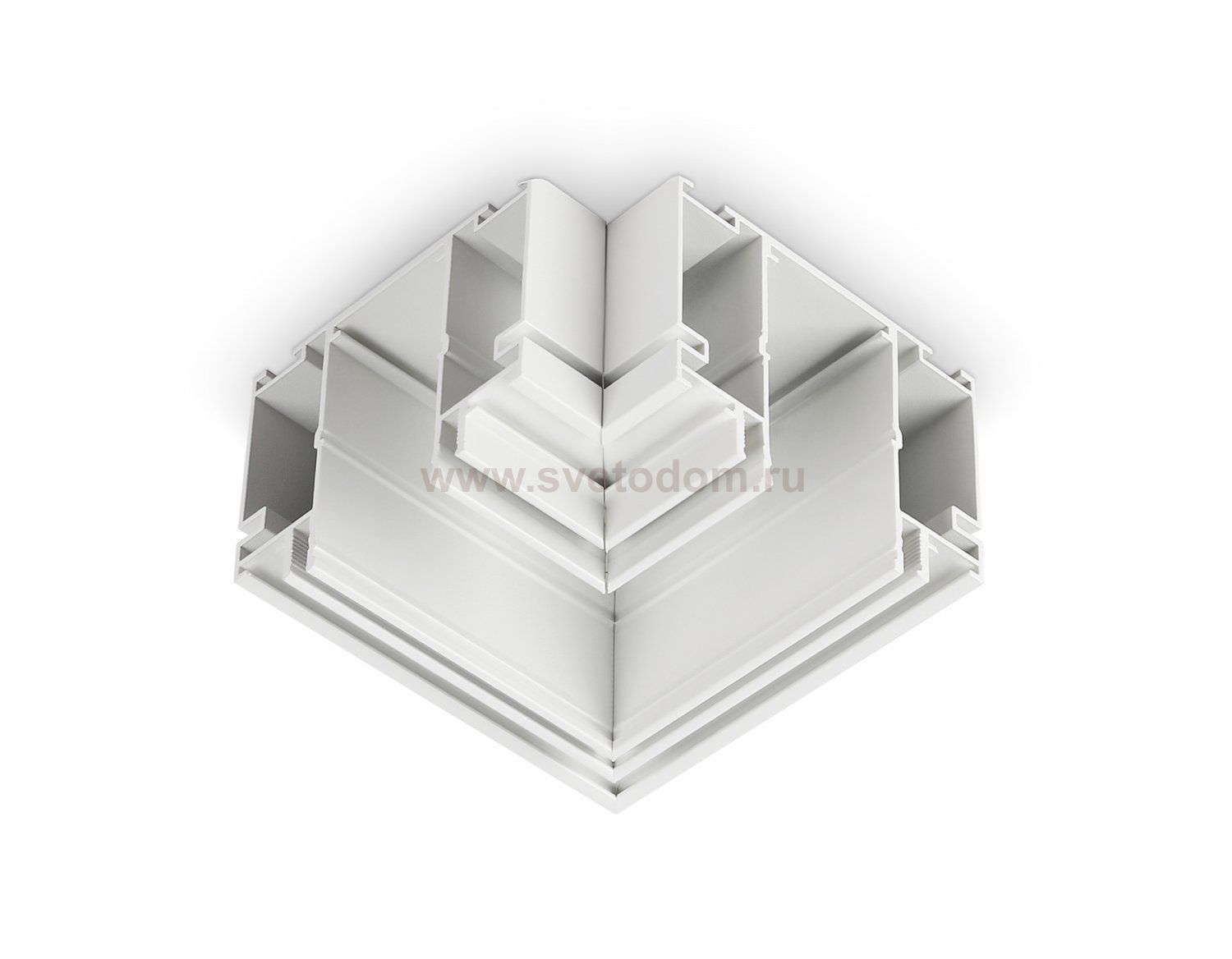 GL1045 WH белый коннектор угловой для шинопровода в натяжной потолок Magnetic 220V 100*100*51