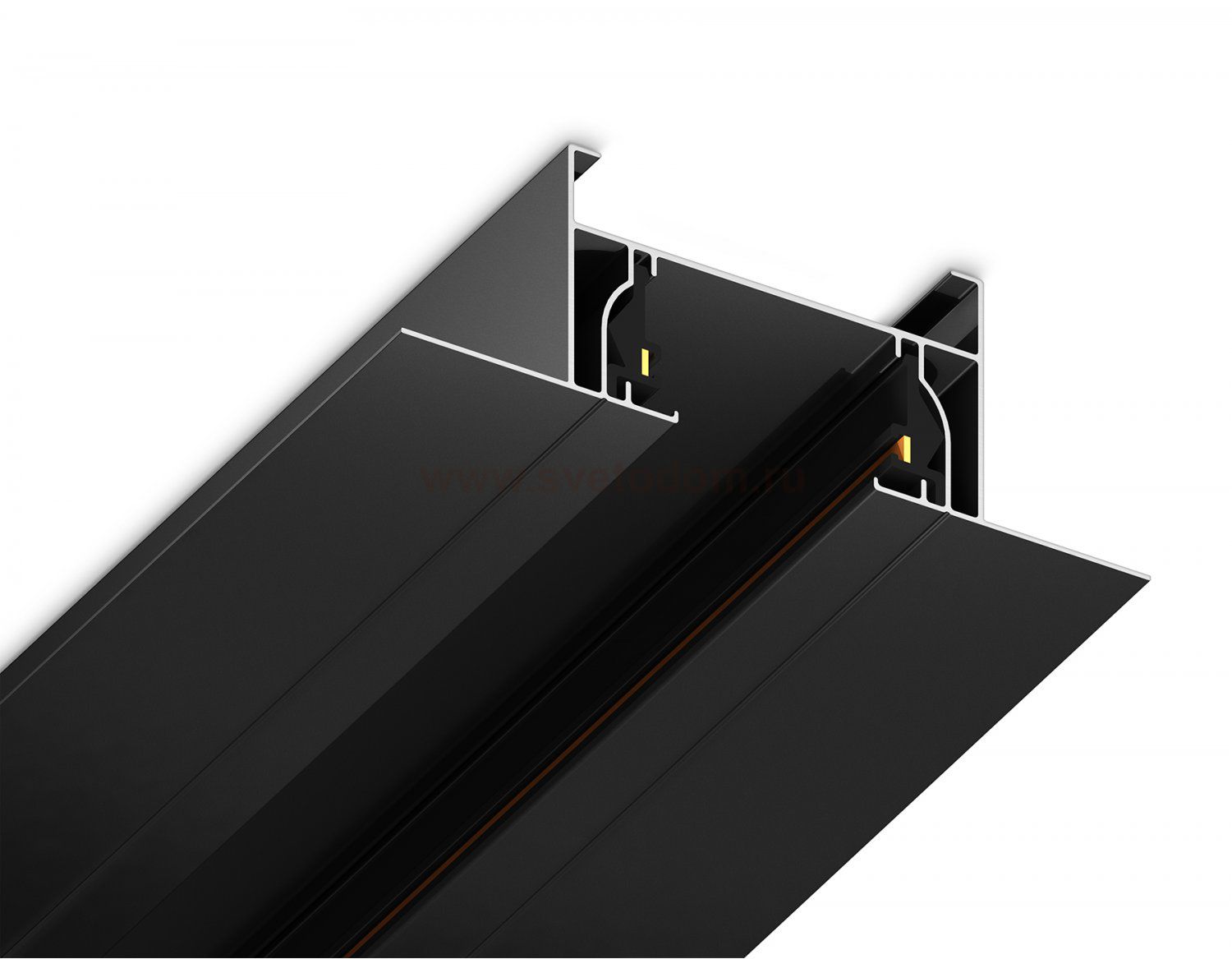 Шинопровод встраиваемый однофазный Standard 220V 1m (ввод питания, 1 заглушка, крепление в комплекте) Ambrella GL7122 BK черный IP20 220V 1000*58.6*18