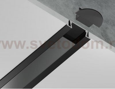 Алюминиевый профиль встраиваемый 21.5*6.8 для светодиодной ленты до 11мм Ambrella GP1001BK/BK GP