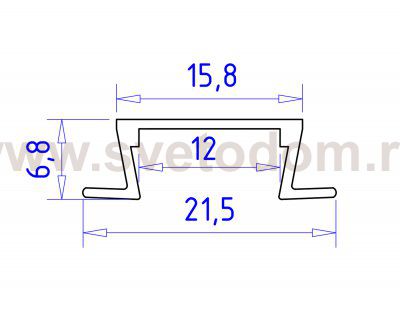 Алюминиевый профиль встраиваемый 21.5*6.8 для светодиодной ленты до 11мм Ambrella GP1001BK/BK GP