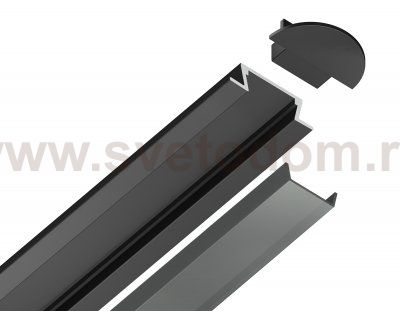 Алюминиевый профиль встраиваемый 21.5*6.8 для светодиодной ленты до 11мм Ambrella GP1001BK/BK GP