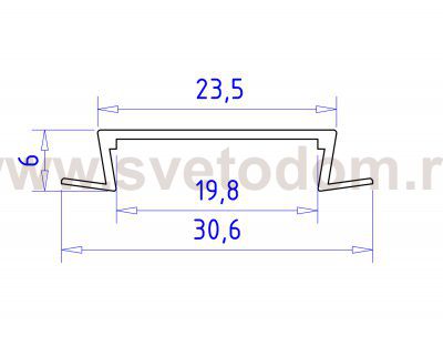 Алюминиевый профиль встраиваемый 30.6*6 для светодиодной ленты до 19,8мм Ambrella GP1100BK GP