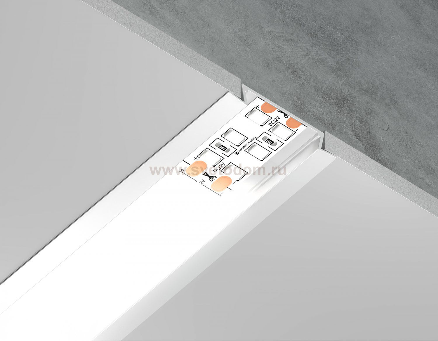 Алюминиевый профиль встраиваемый 30.6*6 для светодиодной ленты до 19,8мм Ambrella GP1100WH GP