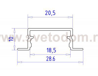 Алюминиевый профиль встраиваемый 28.6*10 для светодиодной ленты до 18,5мм Ambrella GP1200AL GP