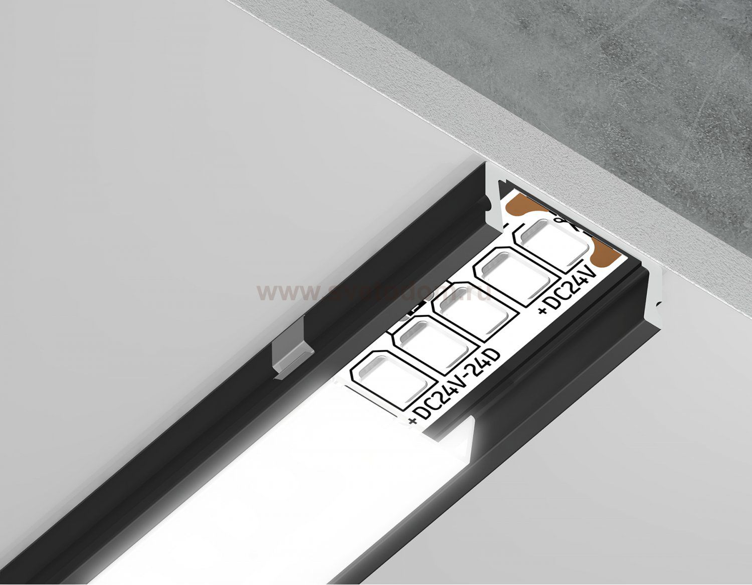 Алюминиевый профиль накладной 15.5*6 для светодиодной ленты до 11мм Ambrella GP1700BK GP