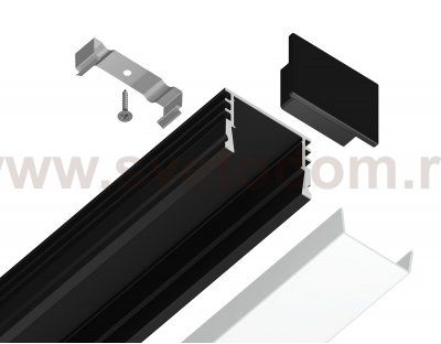 Алюминиевый профиль накладной 18*4 для светодиодной ленты до 15мм Ambrella GP1750BK GP