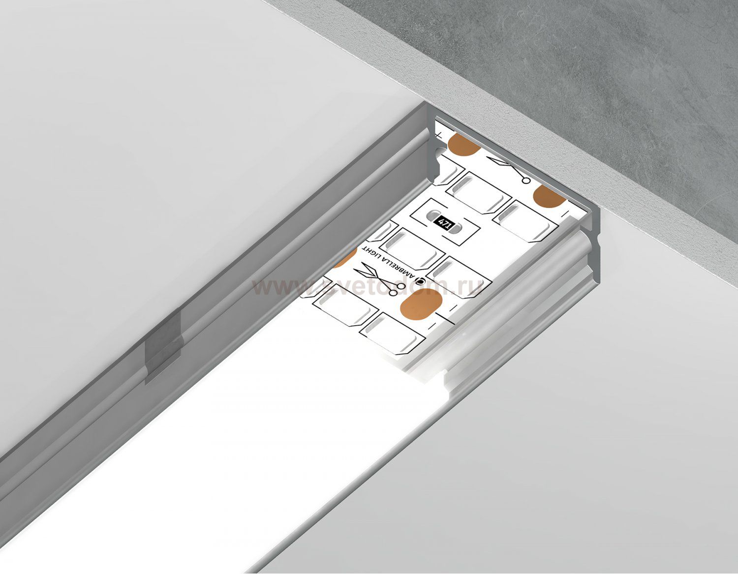 Алюминиевый профиль накладной 20.5*10 для светодиодной ленты до 18,5мм Ambrella GP2001AL GP