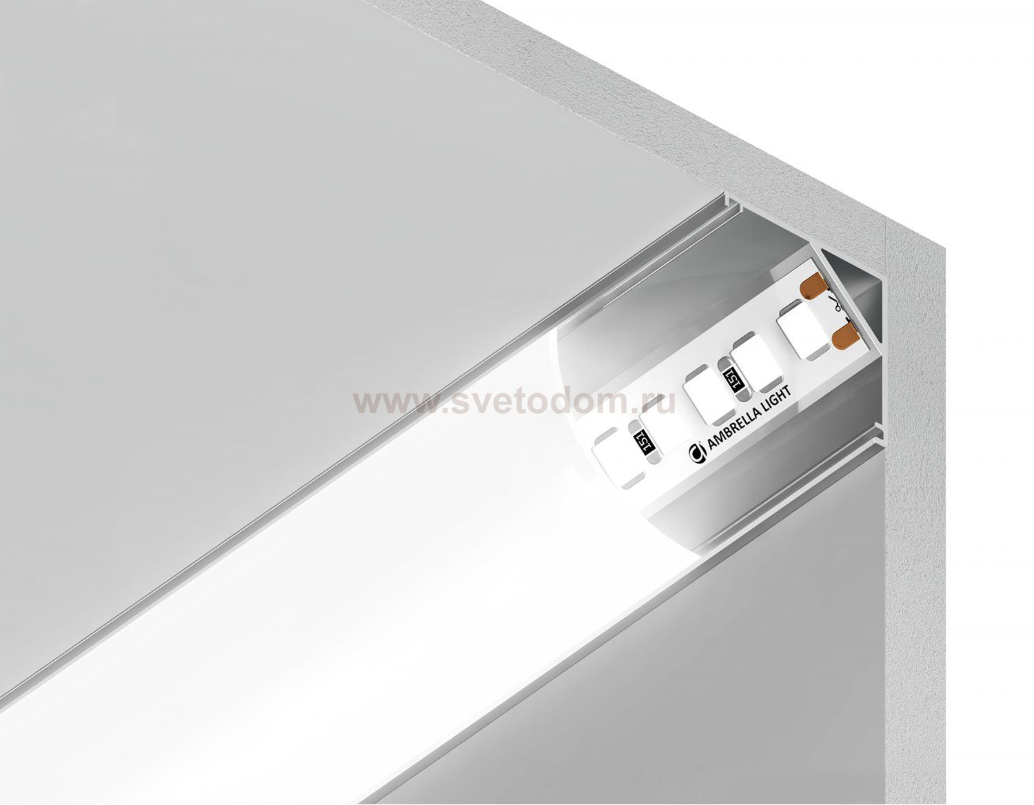 Алюминиевый профиль угловой круглый 15.7*15.7 для светодиодной ленты до 9,78мм Ambrella GP2100AL GP