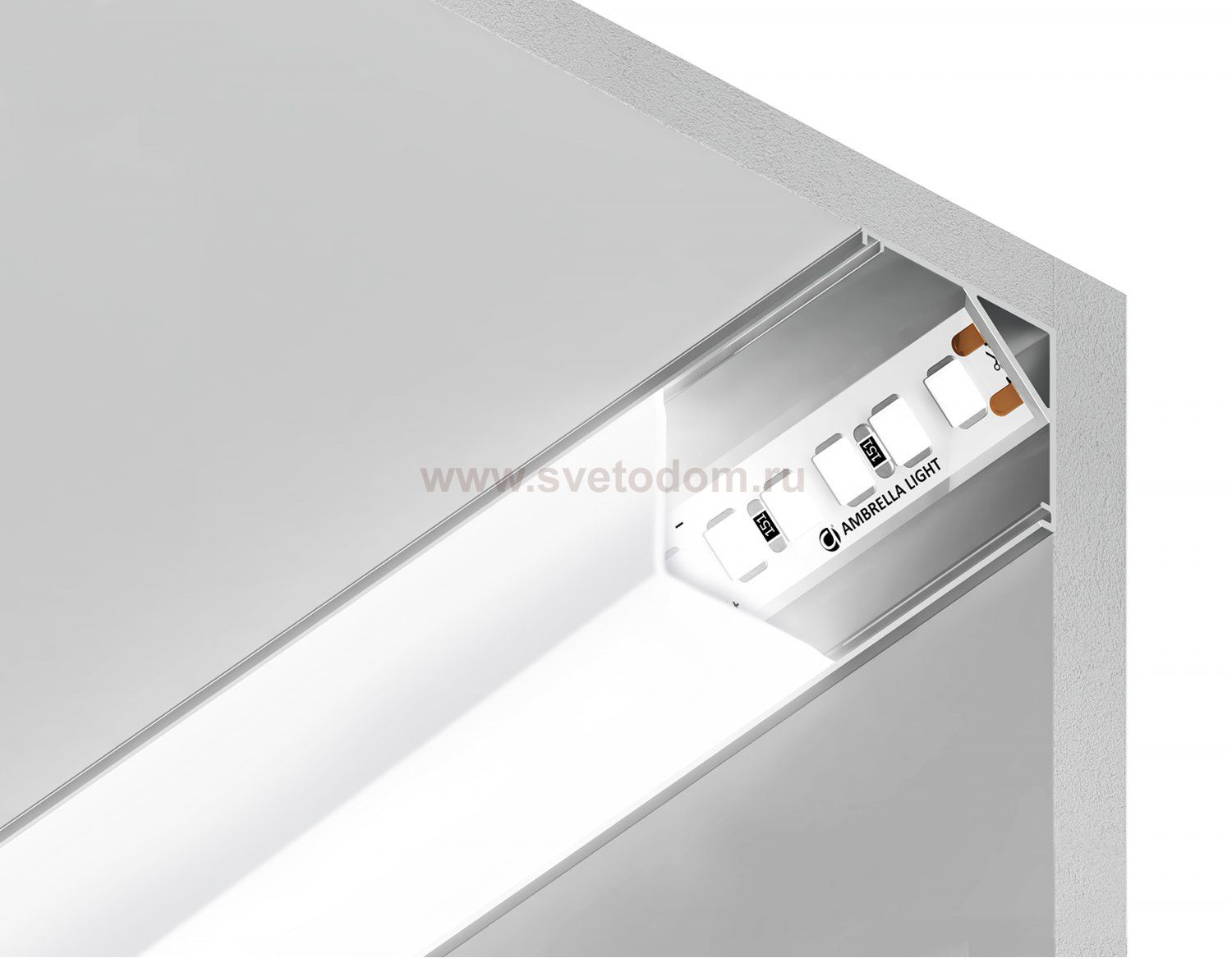 Алюминиевый профиль угловой квадратный 15.7*15.7 для светодиодной ленты до 9,78мм Ambrella GP2150AL GP