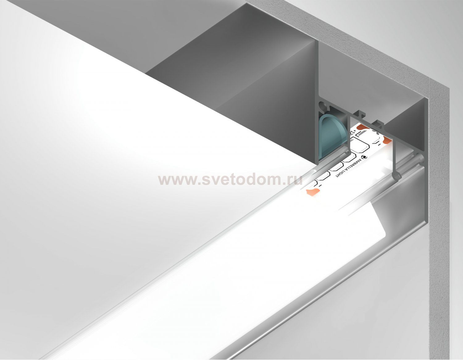Алюминиевый профиль для натяжного потолка 51.27*34 для светодиодной ленты до 12мм Ambrella GP4050AL GP