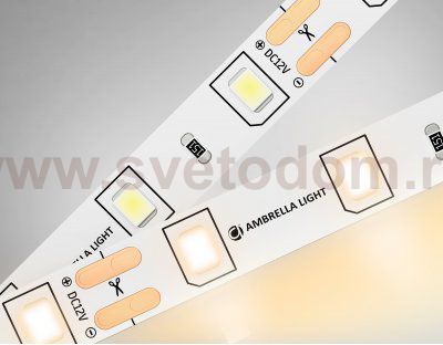 Светодиодная лента Ambrella Light GS1001 2835 60Led /4.8W m/ 12V IP20 3000K 5m /кратность резки 50mm Ambrella GS1001 GS