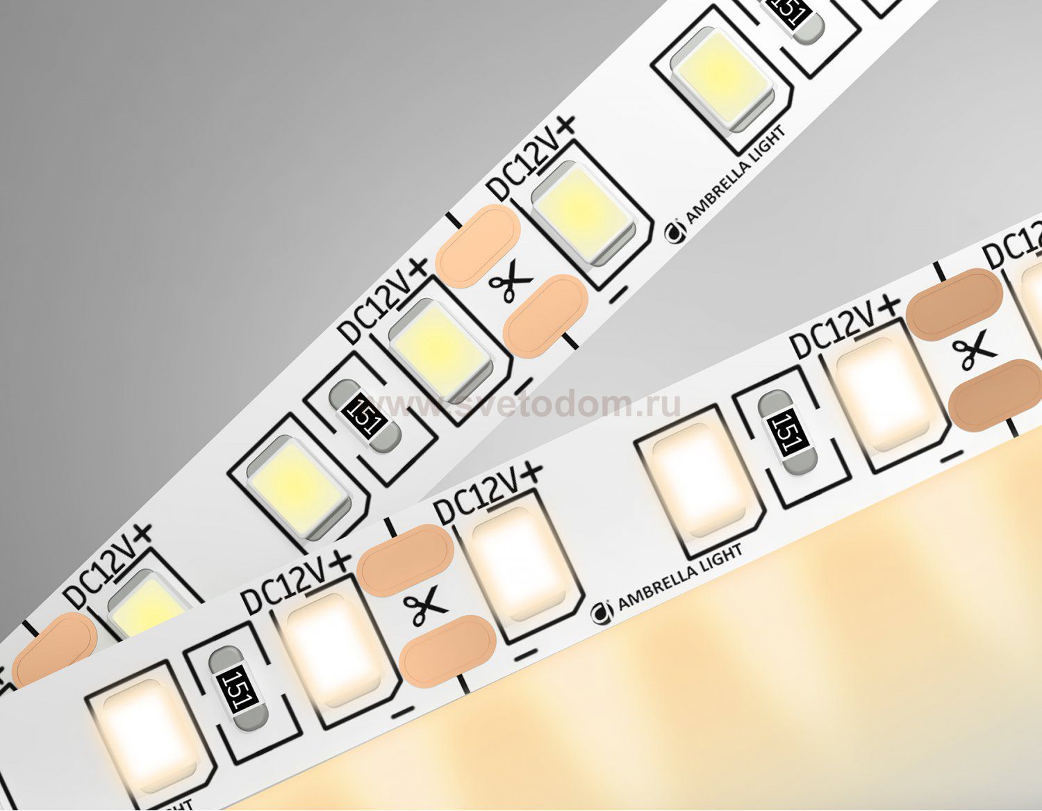 Светодиодная лента Ambrella Light GS1101 2835 120Led /9.6W m/ 12V IP20 3000K 5m/кратность резки 25mm Ambrella GS1101 GS