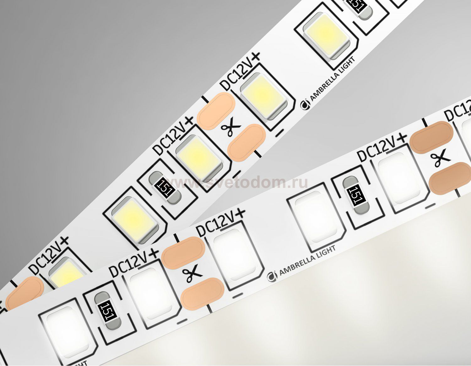 Светодиодная лента Ambrella Light GS1102 2835 120Led /9.6W m/ 12V IP20 4500K 5m/кратность резки 25mm Ambrella GS1102 GS