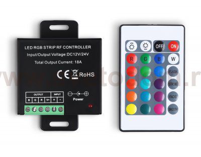 Контроллер для светодиодных лент RGB с радио пультом 2.4G 18A 12V 216W/ 24V 432W GS11301 Ambrella GS11301 GS