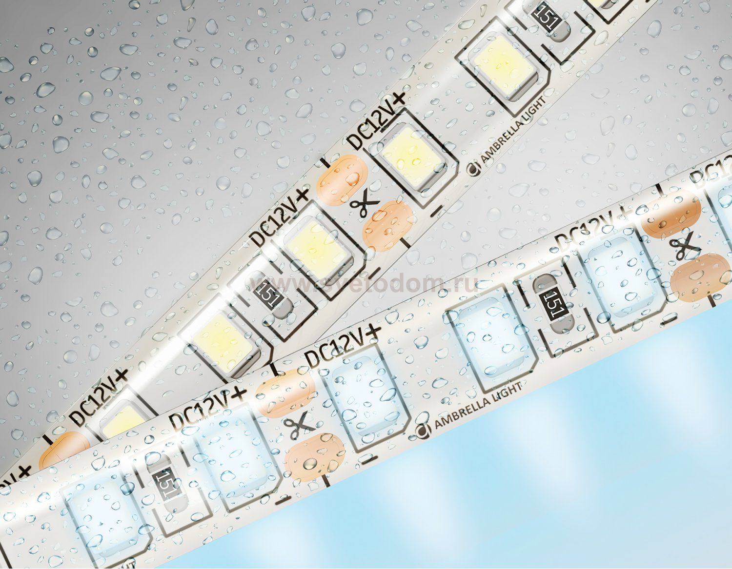 Светодиодная лента Ambrella Light GS1203 2835 120Led /9.6W m/ 12V IP65 6500K 5m/кратность резки 25mm Ambrella GS1203 GS