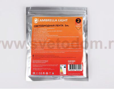 Светодиодная лента Ambrella Light GS1301 2835 180Led /14.4W m/12V IP20 3000K 5m/кратность резки 33mm Ambrella GS1301 GS