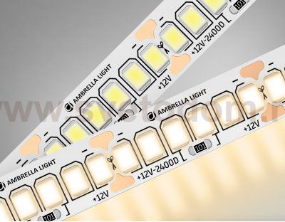 Светодиодная лента Ambrella Light GS1401 2835 240Led /17W m/ 12V IP20 3000K 5m/кратность резки 25mm Ambrella GS1401 GS