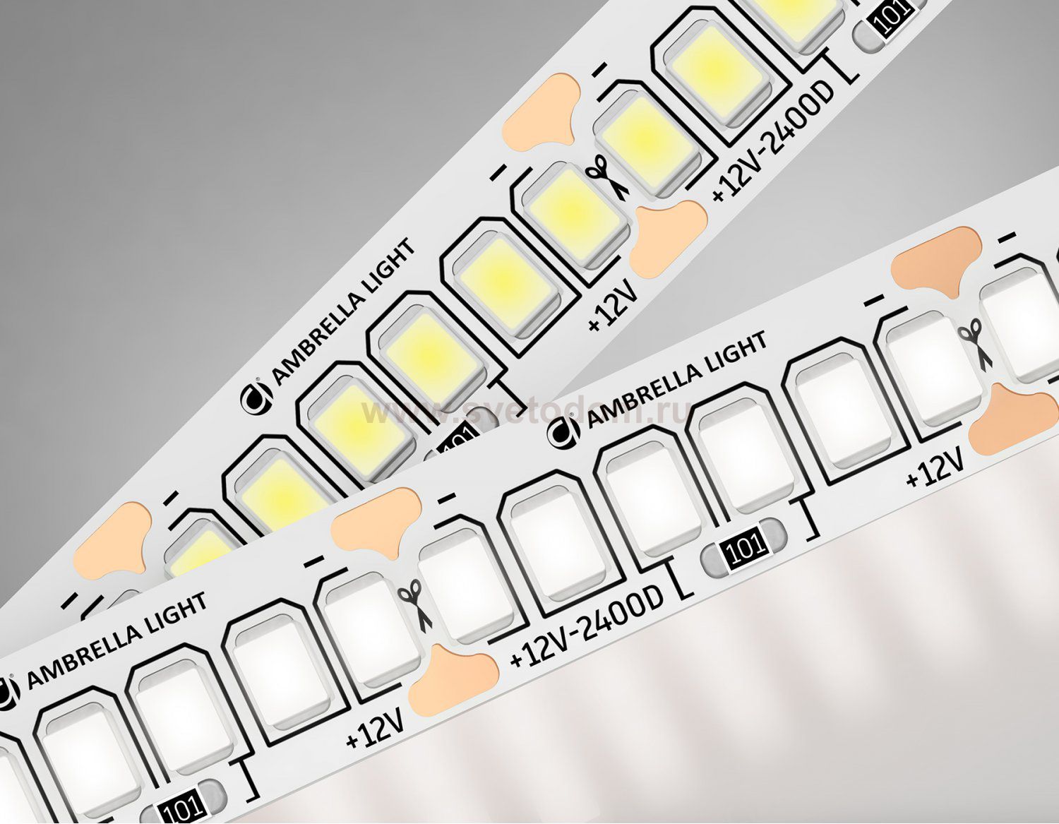 Светодиодная лента Ambrella Light GS1402 2835 240Led /17W m/ 12V IP20 4500K 5m/кратность резки 25mm Ambrella GS1402 GS