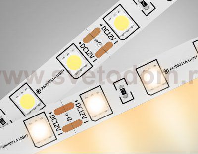 Светодиодная лента Ambrella Light GS2001 5050 60Led /14.4W m/ 12V IP20 3000K 5m Ambrella GS2001 GS