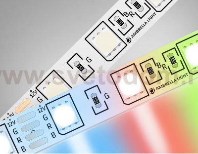 Светодиодная лента RGB Ambrella Light GS2202 5050 60Led /14.4 m/ 12V IP20 RGB 5m Ambrella GS2202 GS
