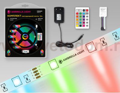 Комплект светодиодной ленты RGB Ambrella Light GS2401 5050 30Led /7.2W m/ 12V IP20 RGB 5m Ambrella GS2401 GS