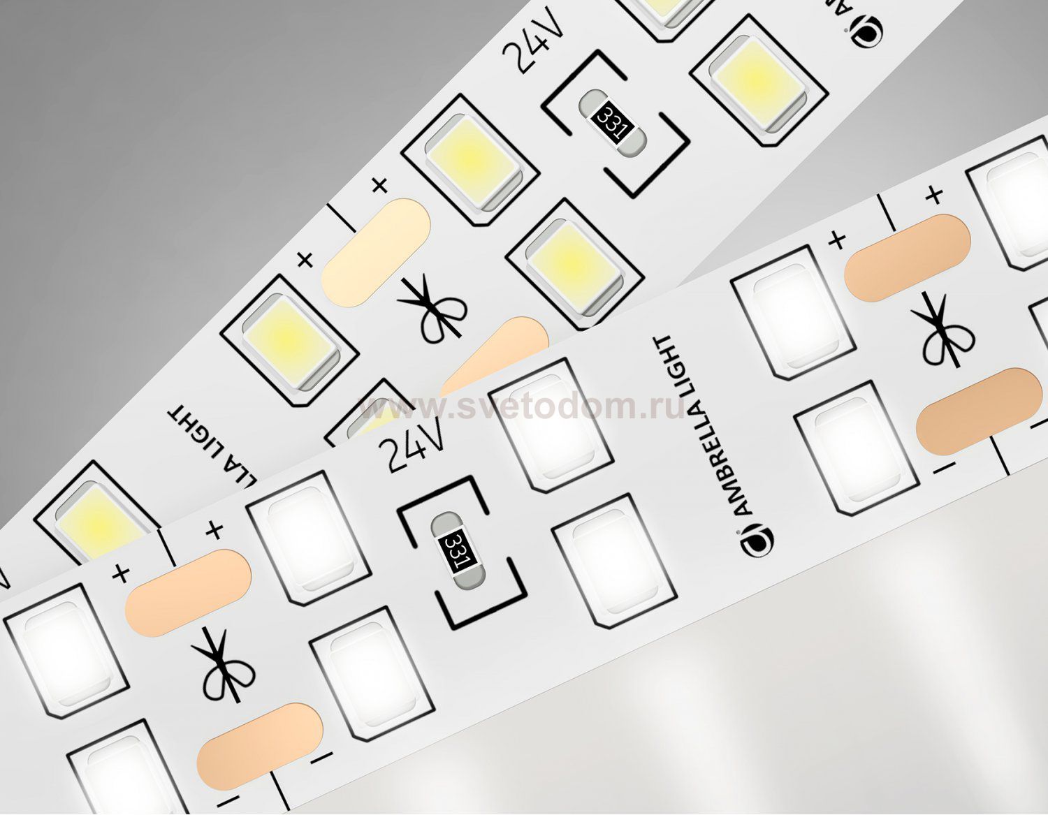 Светодиодная лента двухрядная Ambrella Light GS3602 2835 204Led /20W m/ 24V IP20 4500K 5m Ambrella GS3602 GS