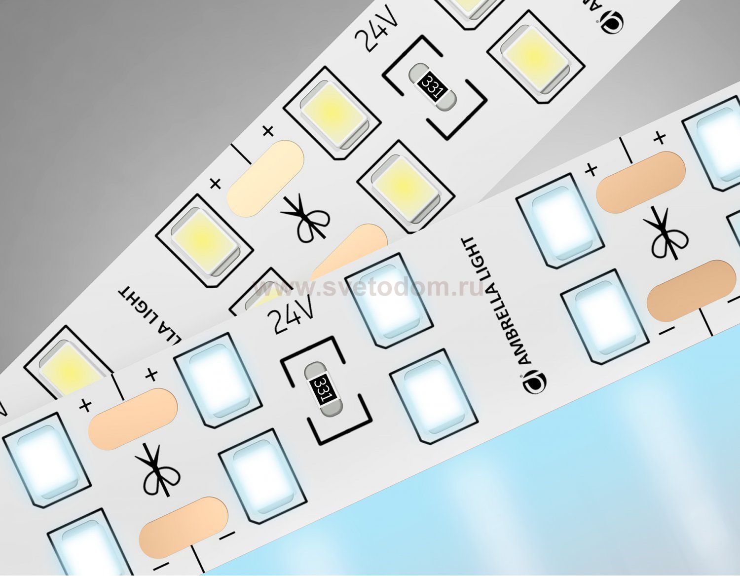 Светодиодная лента двухрядная Ambrella Light GS3603 2835 204Led /20W m/ 24V IP20 6500K 5m Ambrella GS3603 GS
