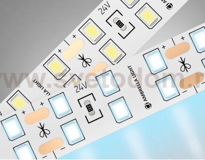Светодиодная лента двухрядная Ambrella Light GS3603 2835 204Led /20W m/ 24V IP20 6500K 5m Ambrella GS3603 GS