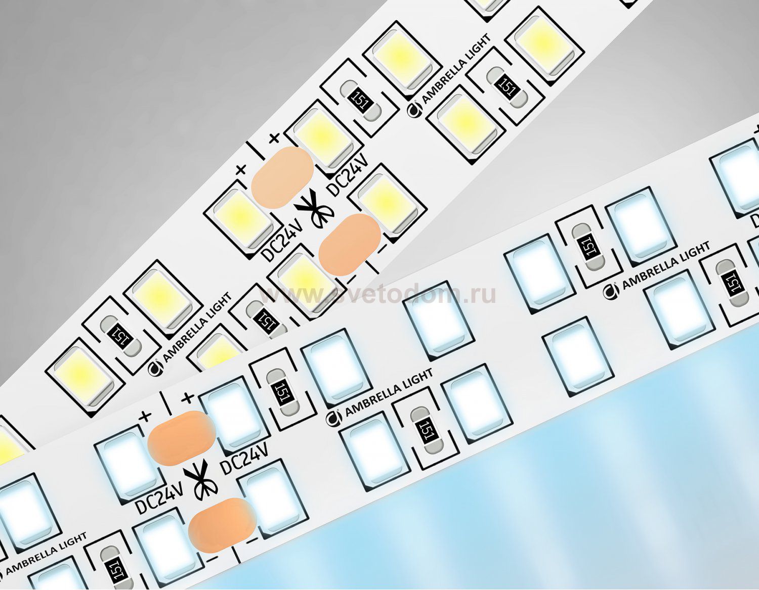 Светодиодная лента двухрядная Ambrella Light GS3703 2835 240Led /24W m/ 24V IP20 6500K 5m Ambrella GS3703 GS