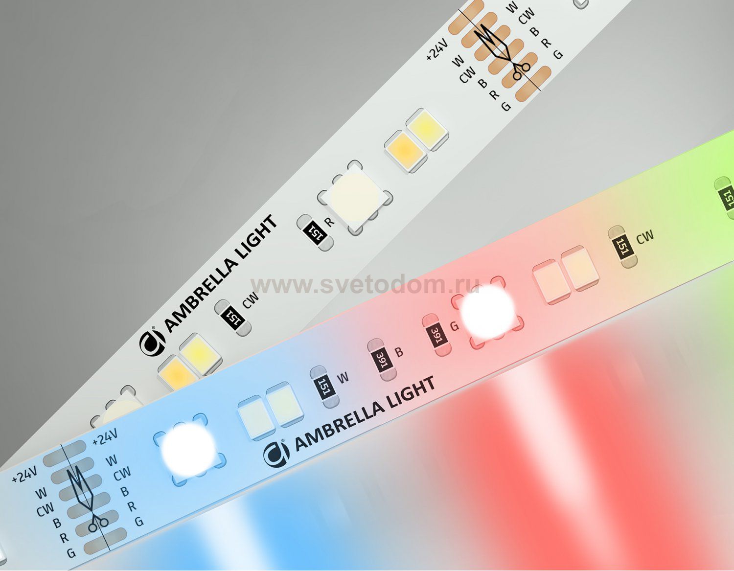 Светодиодная лента RGB с регулировкой температуры света GS4501 5050+2835 90Led / 13W m/ 24V IP20 RGB Ambrella GS4501 GS