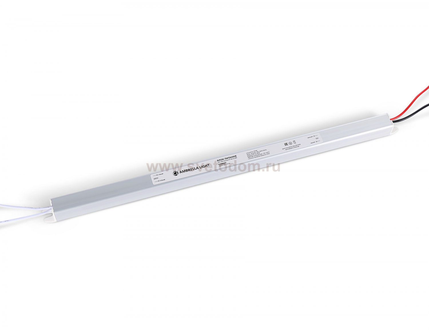 Блок питания ультратонкий для светодиодной ленты 12V 100W 8.3A IP20 185-260V 372*18*18 GS8607 Ambrella GS8607 LED Driver