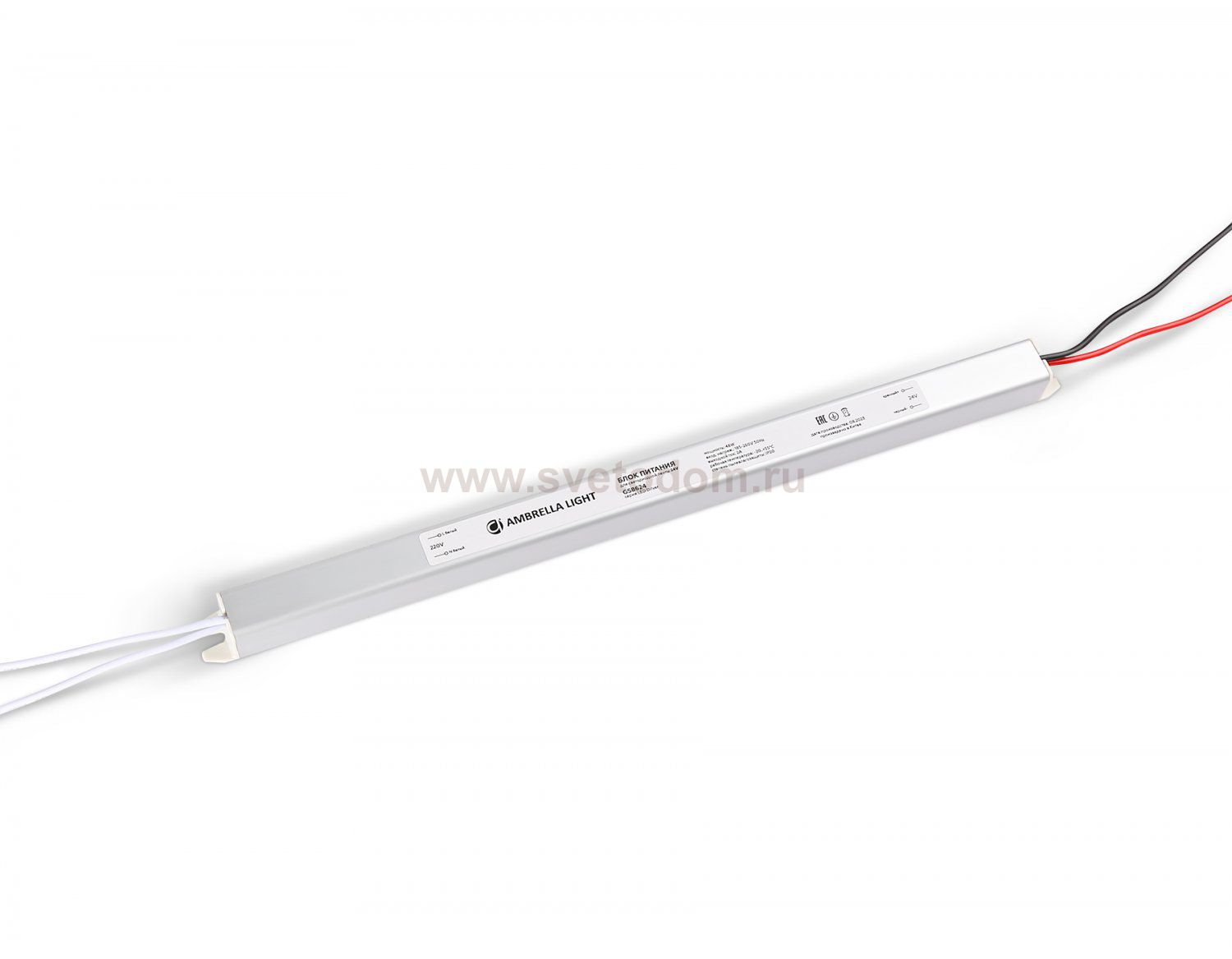 Блок питания ультратонкий для светодиодной ленты 24V 48W 2A IP20 185-260V 312*18*18 GS8624 Ambrella GS8624 LED Driver