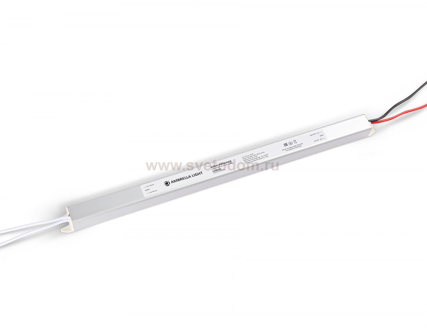 Блок питания ультратонкий для светодиодной ленты 24V 60W 2.5A IP20 185-260V 312*18*18 GS8625 Ambrella GS8625 LED Driver