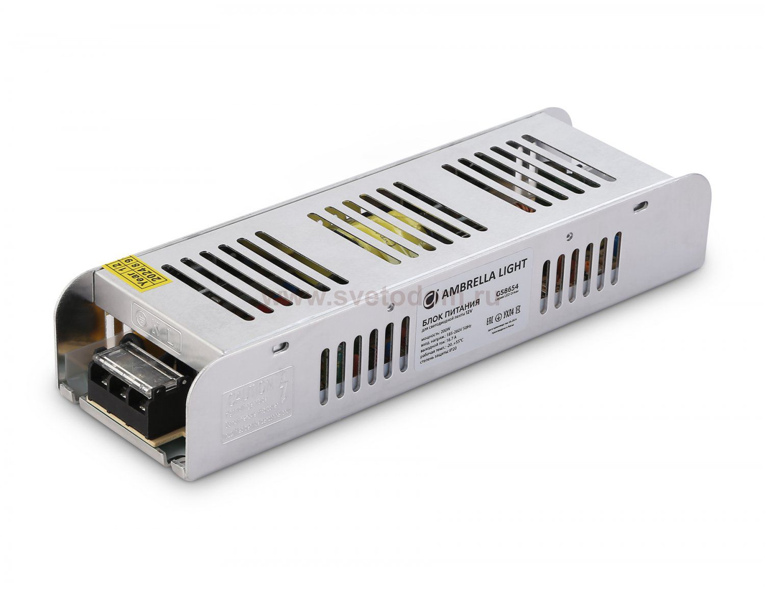 Блок питания с EMC для светодиодной ленты 12V 200W 16,7A IP20 185-260V 223*67*40 GS8654 Ambrella GS8654 блок питания 12V 200W 16.7A IP20 185-260V EMC 223*67*40