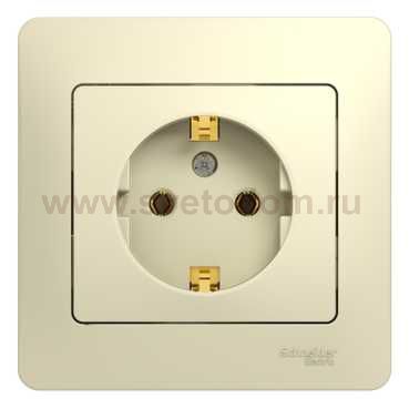 SE Glossa Беж Розетка с заземлением (в сборе с рамкой) (GSL000242)
