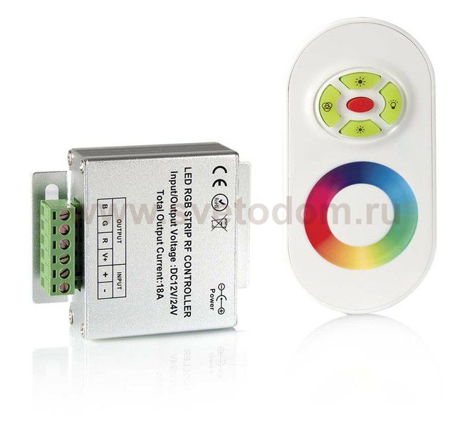 Контроллер для св.ленты Gauss PC201013144 RGB 144W 12А с сенсорным пультом управления цветом