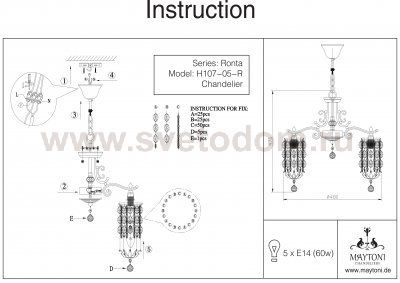 Люстра Maytoni DIA107-PL-05-R Ronda