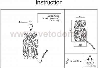 Настольная лампа Maytoni H448-01-G Nerida