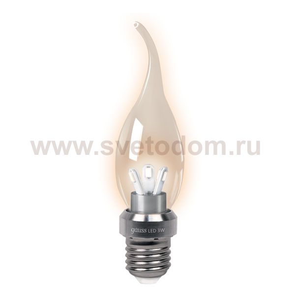 Лампа Gauss LED Candle Tailed Crystal clear 3W E27 2700K (HA104202103)