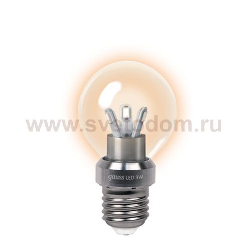 Лампа Gauss LED P45 Globe Crystal clear 3W E27 2700K НА105202103