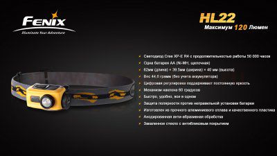 Фонарь Fenix HL22R4 серый