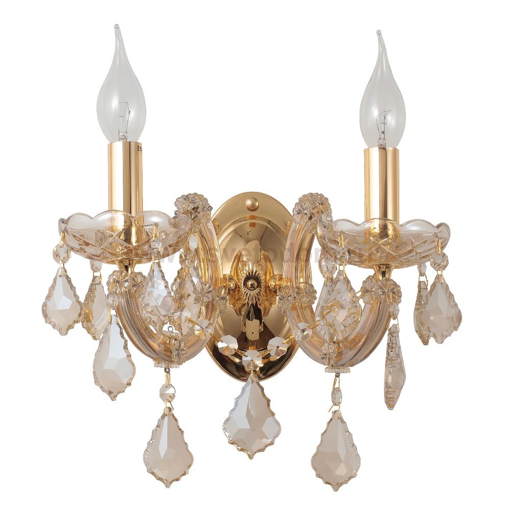 Бра INES AP2 GOLD/AMBER (2041/402) Crystal lux