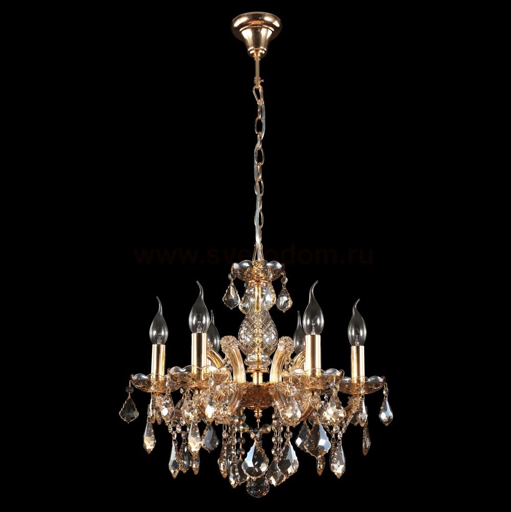 Люстра INES SP6 GOLD/AMBER (2041/306) Crystal lux