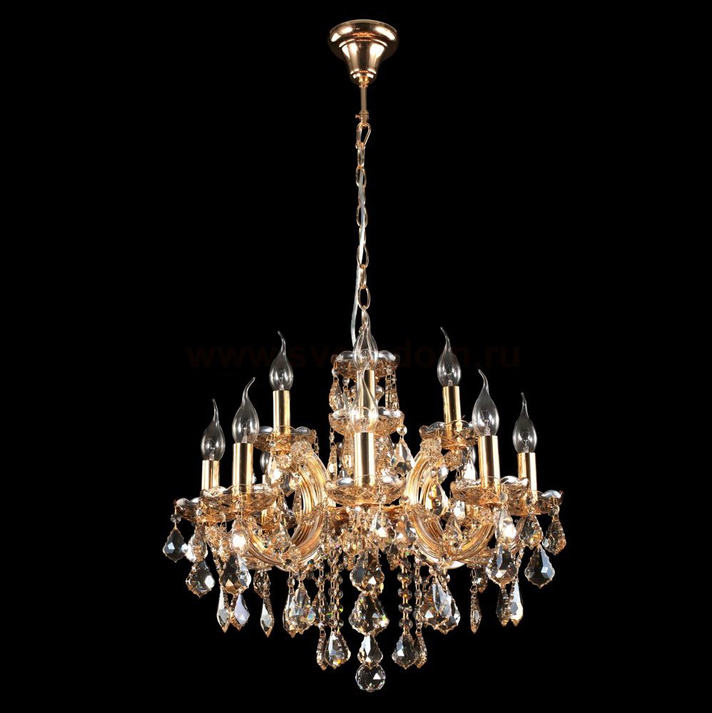 Люстра INES SP8+4 GOLD/AMBER (2041/312) Crystal lux