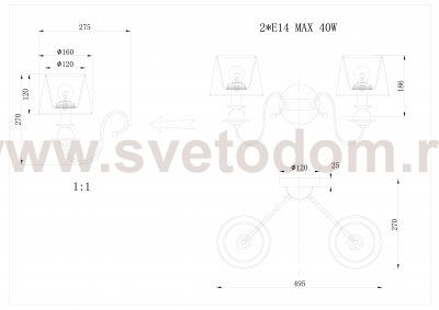 Настенный светильник KM0837W-2 chrome